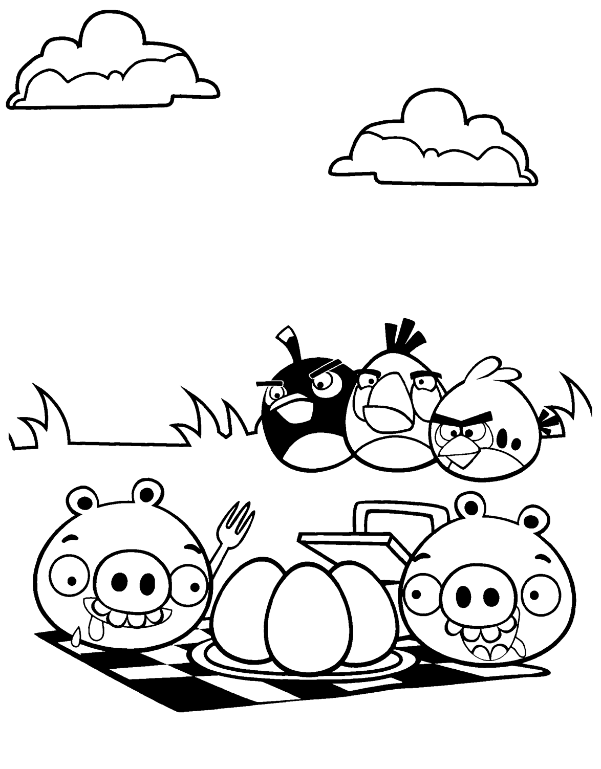 Birds And Pigs Coloring Page - Free Printable Coloring Pages for Kids