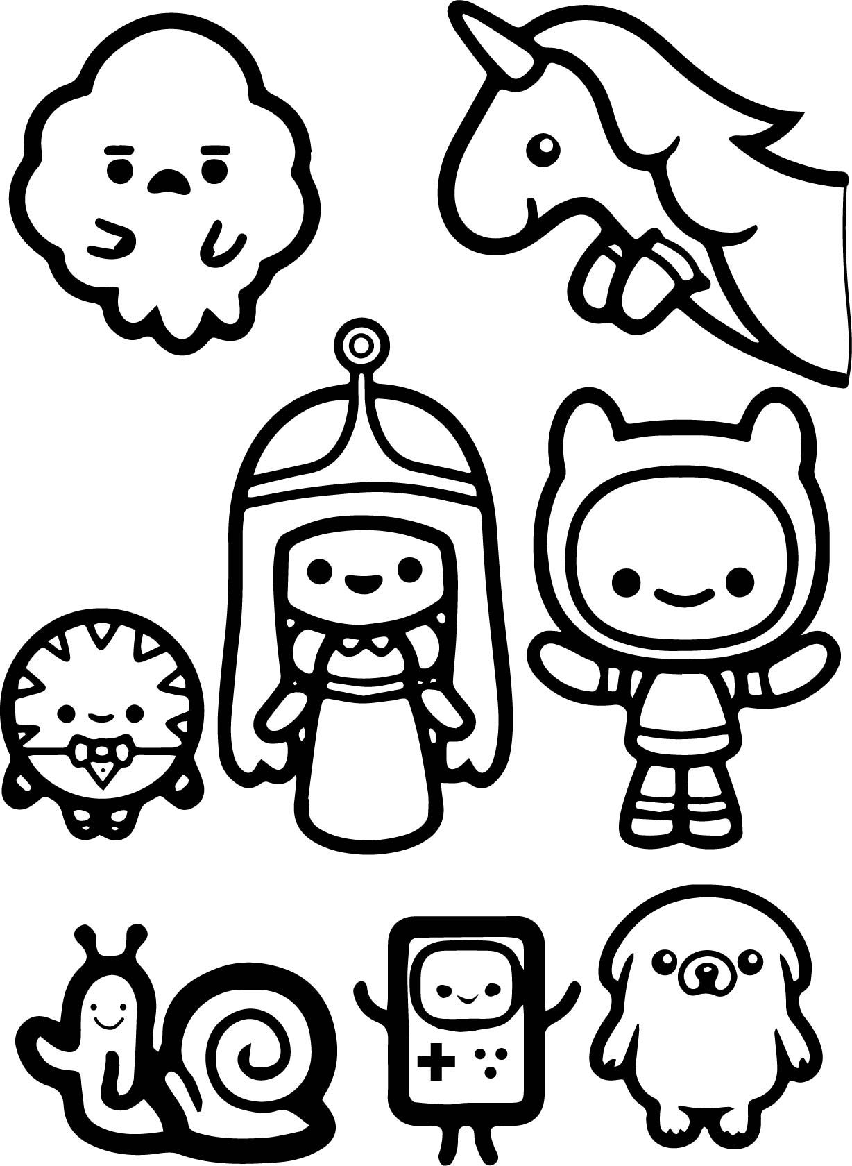 Adventure Time's Chibi Characters Coloring Page   Free Printable ...