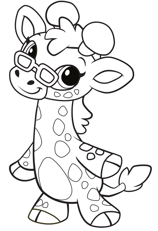 Cute Cartoon Giraffe Coloring Page - Free Printable Coloring Pages for Kids