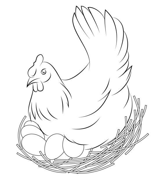 Hen And Her Eggs Coloring Page - Free Printable Coloring Pages for Kids