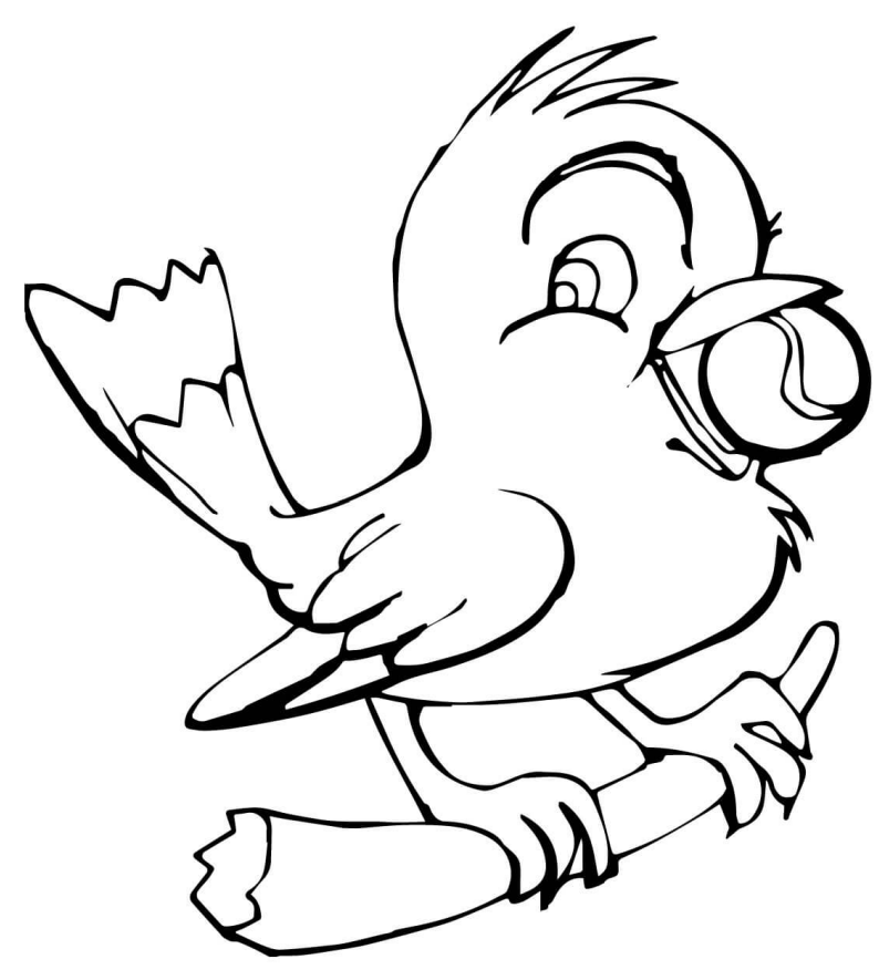 Canary With Tennis Ball Coloring Page - Free Printable Coloring Pages