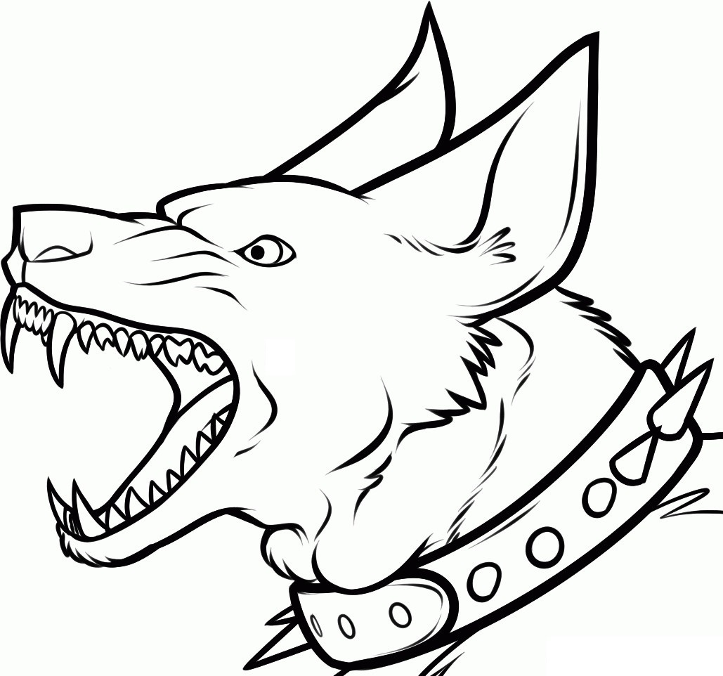 Download Scary Dog With Sharp Teeth Coloring Page - Free Printable ...