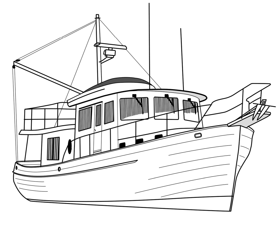 yacht colouring pictures