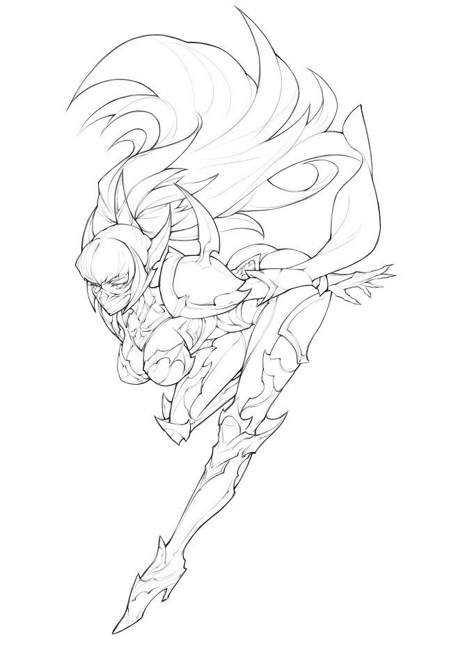 Nightblade Irelia Coloring Page - Free Printable Coloring Pages for Kids