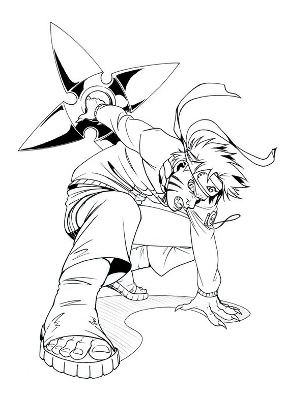 naruto with dart coloring page free printable coloring pages for kids
