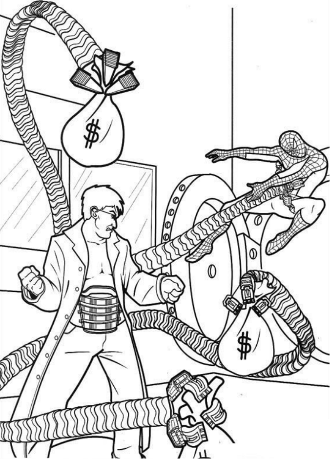 Dr Octopus Robbing The Bank Coloring Page Free Printable Coloring Pages For Kids