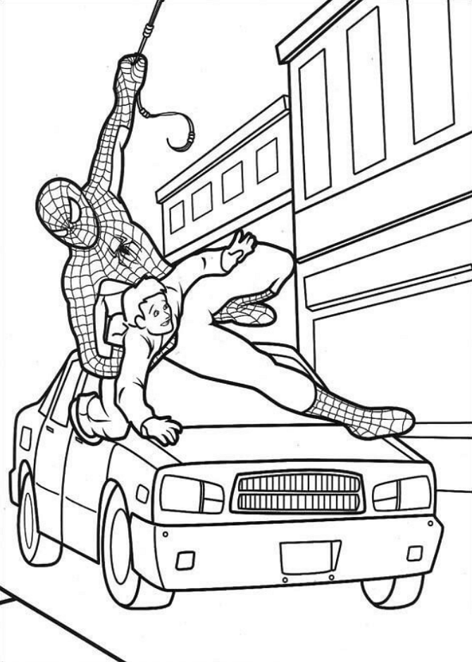 Spider Man Saving The Boy Coloring Page - Free Printable Coloring Pages