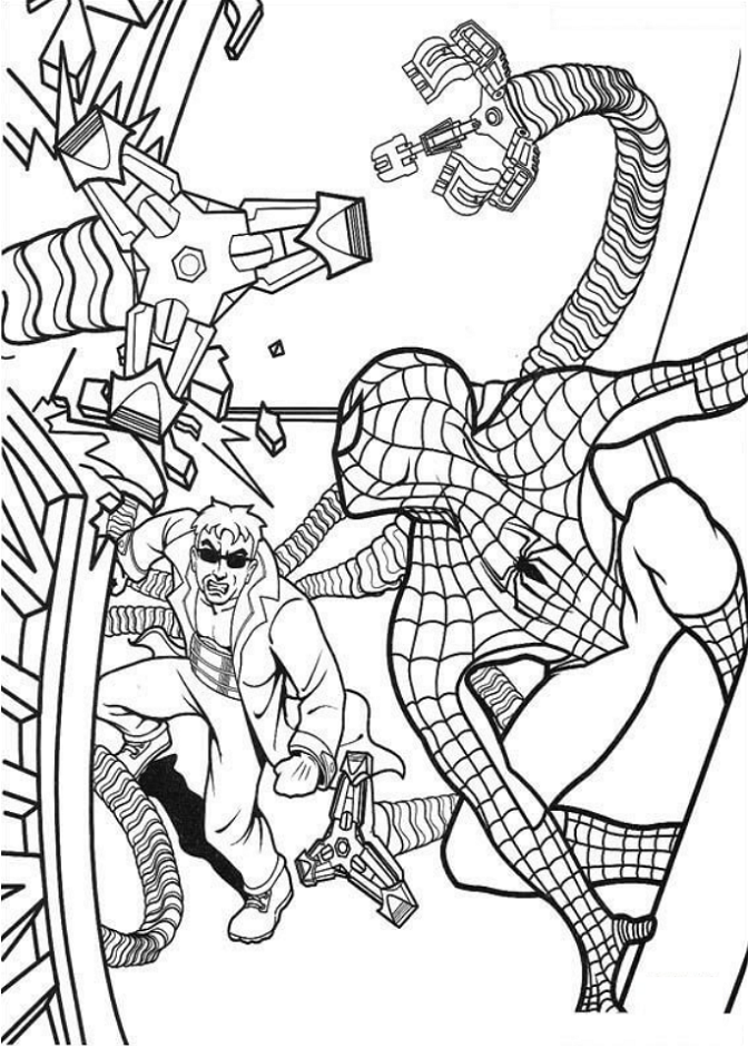 Dr. Octopus Vs Spider Man Coloring Page - Free Printable Coloring Pages