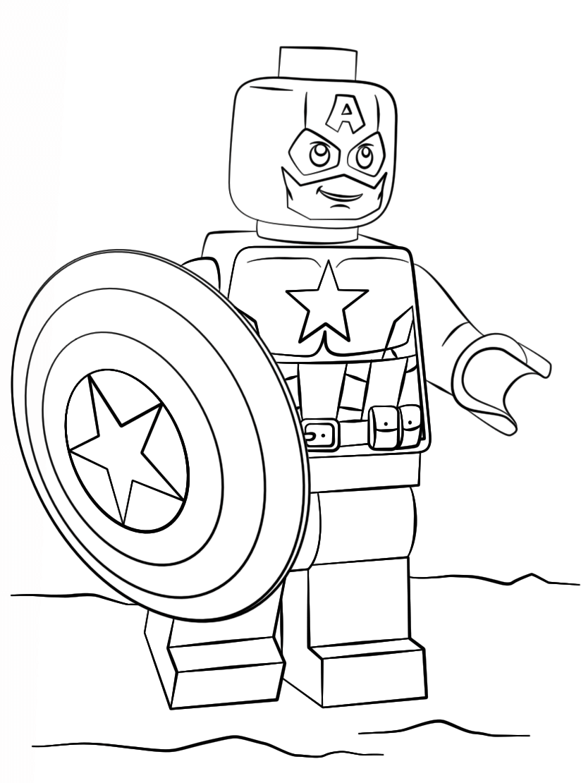 Lego Avengers Kapitän Amerika Färbung Seite - Kostenlose druckbare ...