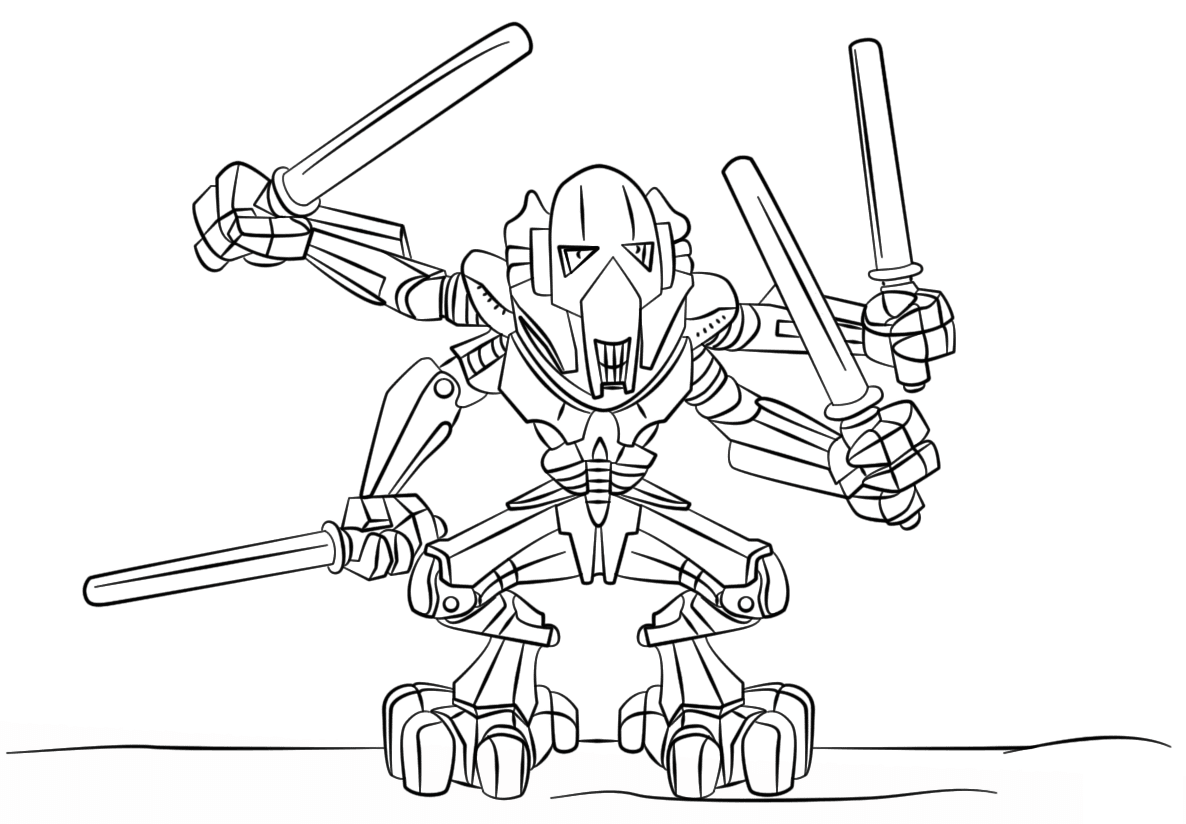 Lego General Grievous Star Wars Coloring Page   Free Printable ...