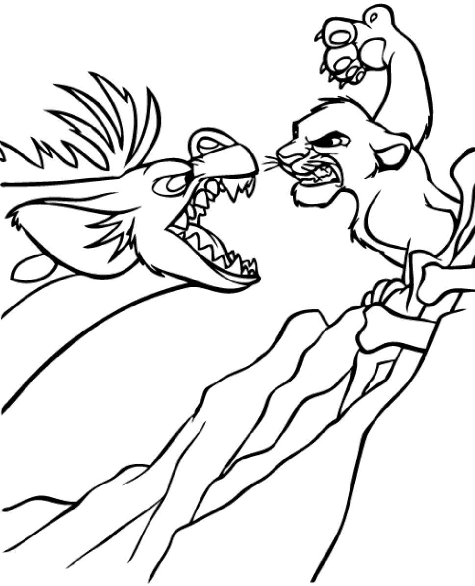 Banzai Vs Simba Coloring Page - Free Printable Coloring Pages for Kids