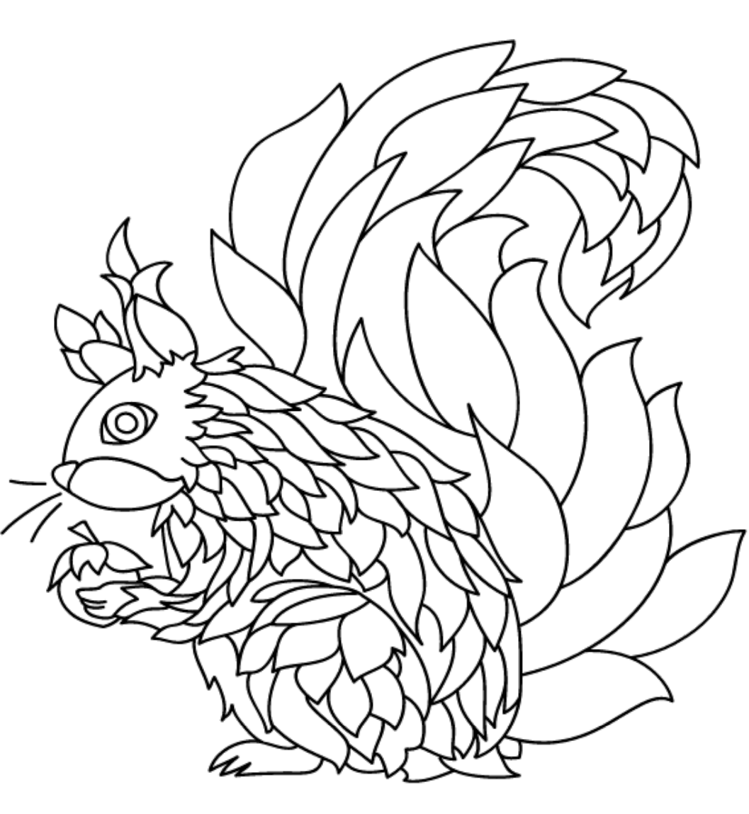 Cute Squirrel Coloring Page - Free Printable Coloring Pages for Kids
