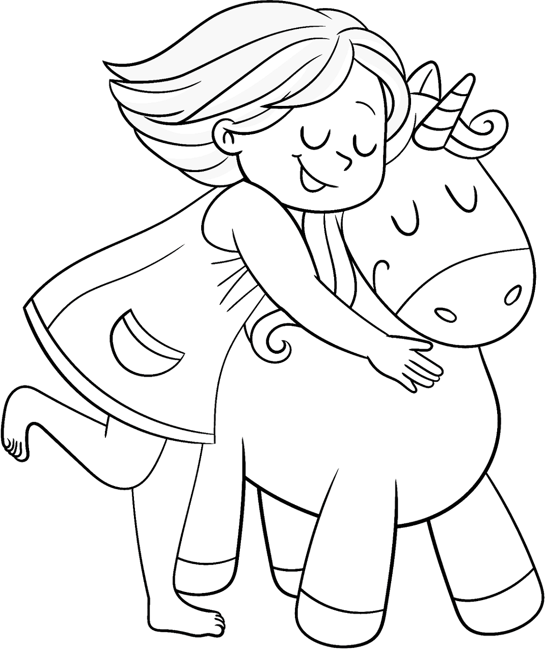 Girl With Unicorn Coloring Page   Free Printable Coloring Pages ...