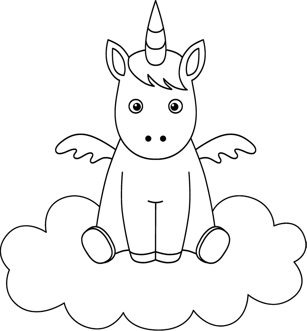Little Unicorn On Cloud Coloring Page Free Printable Coloring Pages
