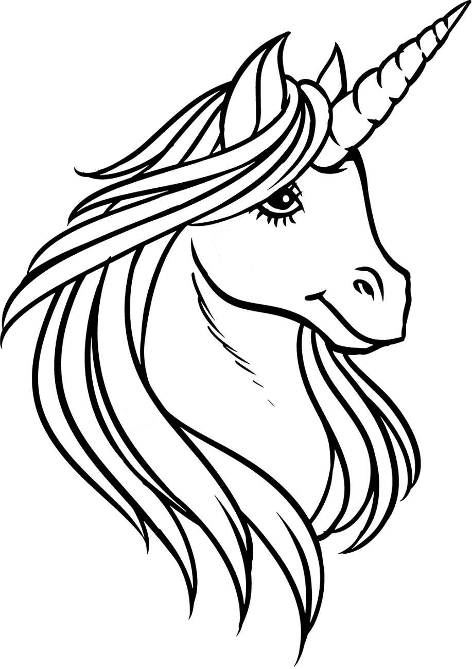 Beautiful Unicorn Head Coloring Page   Free Printable Coloring ...