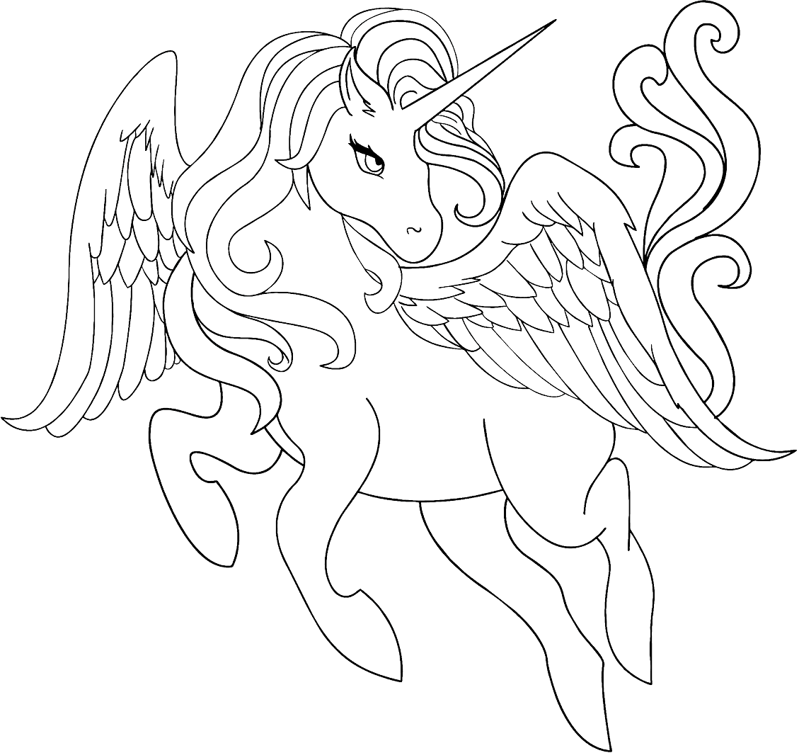 Winged Unicorn Coloring Page   Free Printable Coloring Pages for Kids