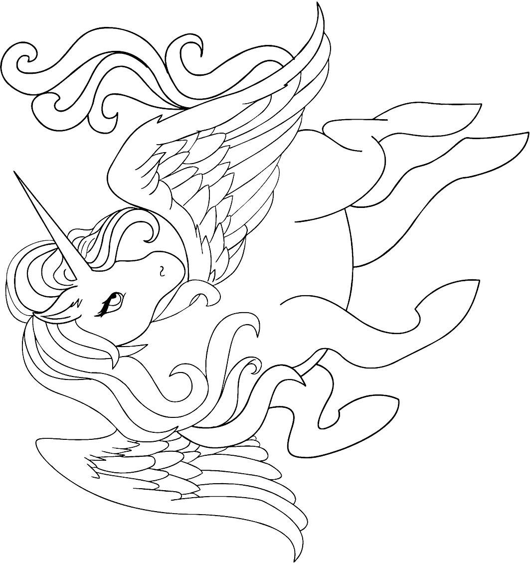 simple realistic unicorn coloring pages