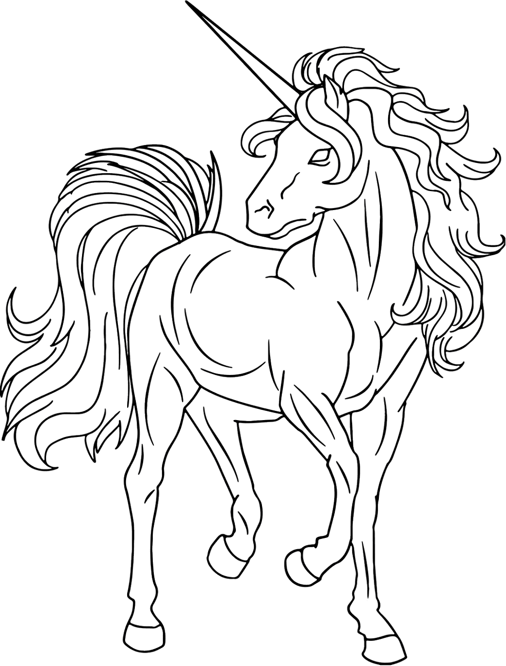 printable unicorn coloring page free
