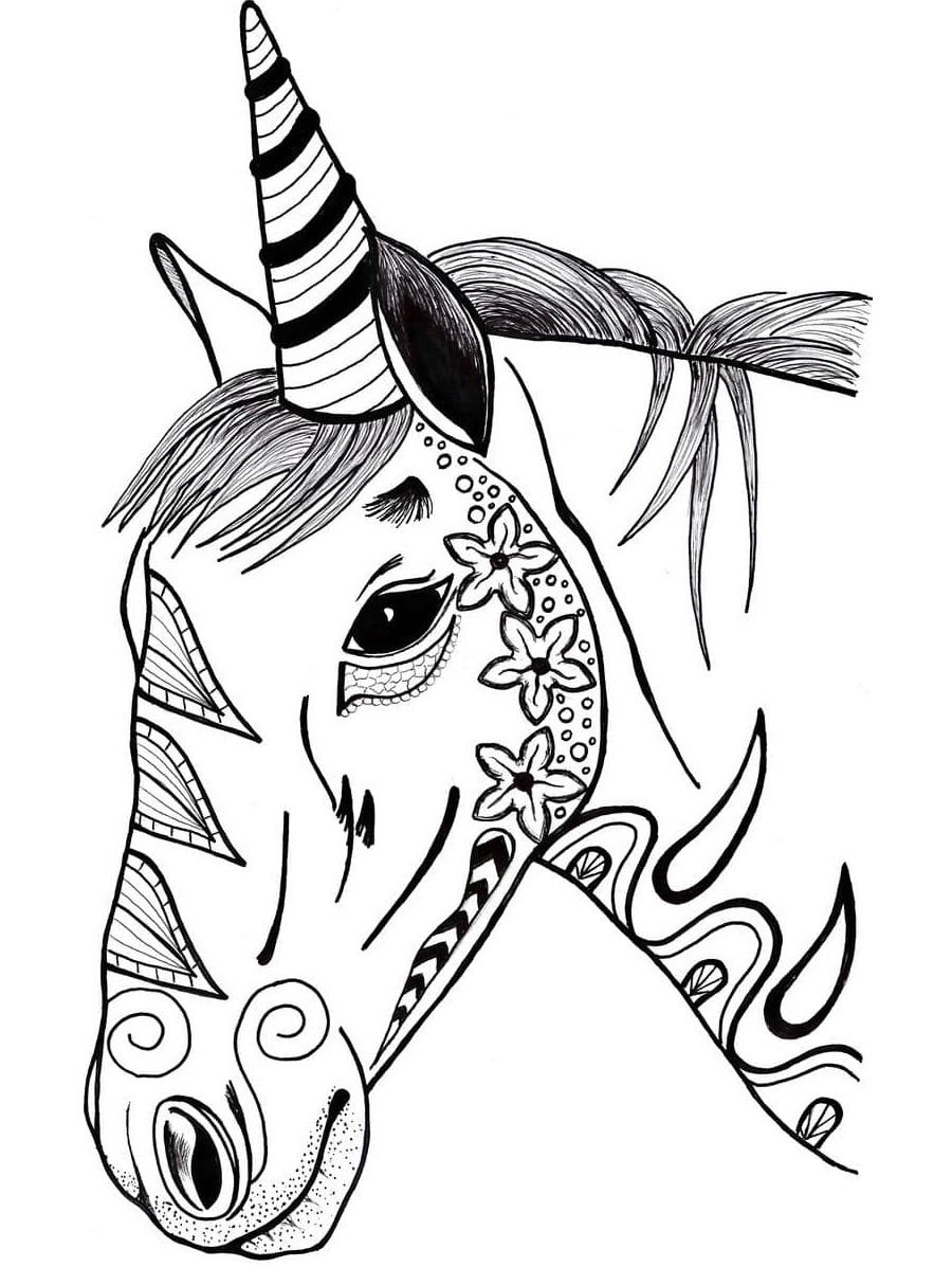 Awesome Unicorn Head Coloring Page Free Printable Coloring Pages For Kids