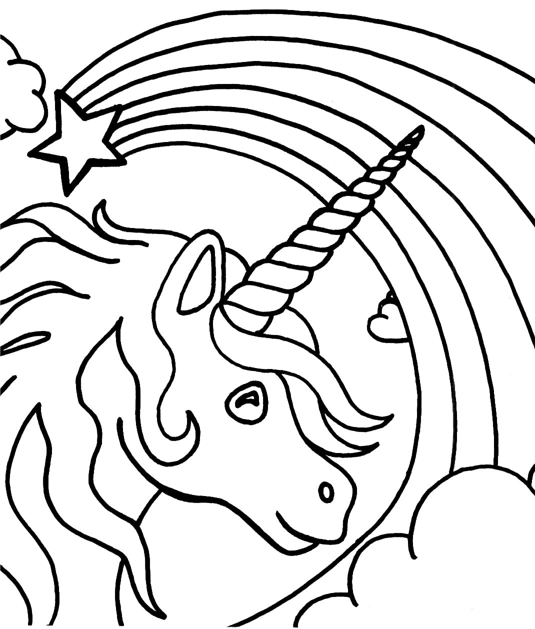 Unicorn Head With Rainbow Coloring Page   Free Printable Coloring ...