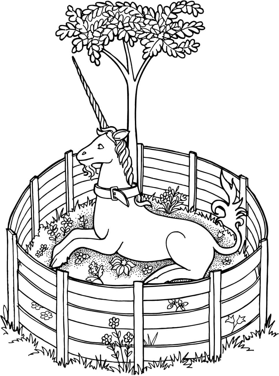 Unicorn In Cage Coloring Page - Free Printable Coloring Pages for Kids