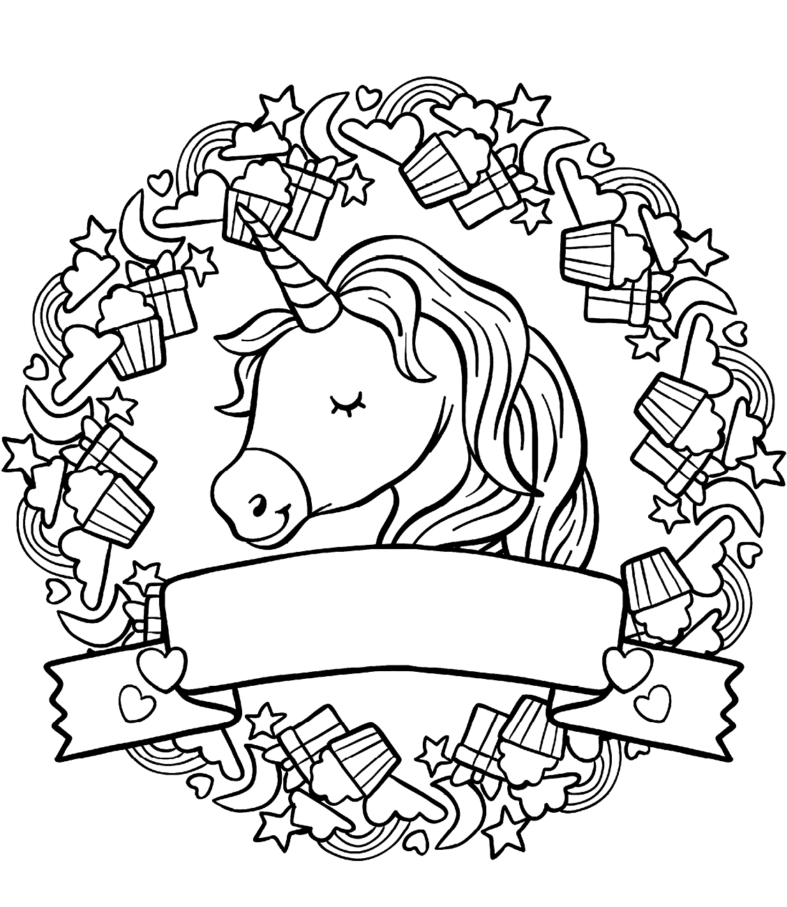 Happy Face Unicorn Coloring Page   Free Printable Coloring Pages ...