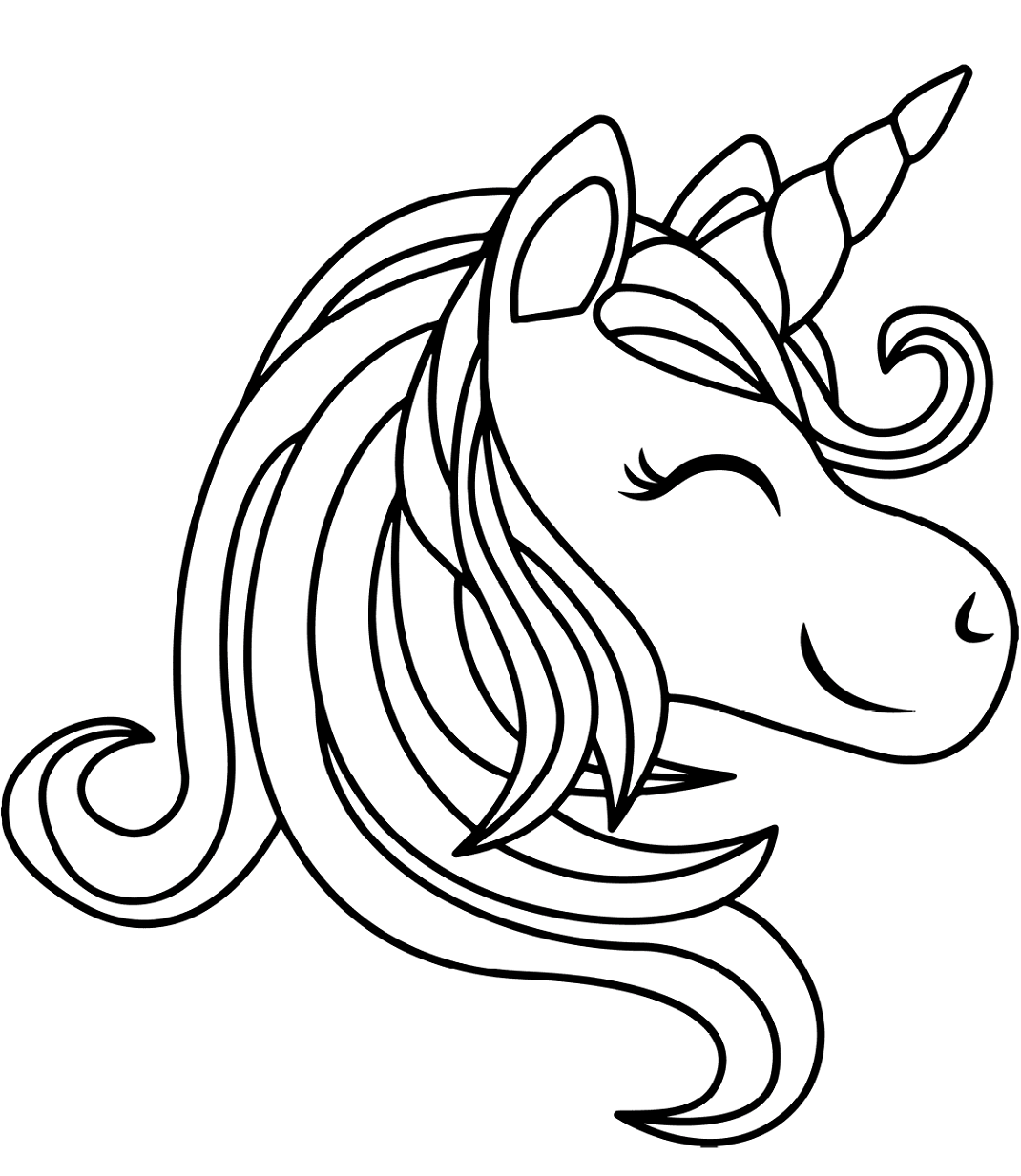 Unicorn Head Smiling Coloring Page   Free Printable Coloring Pages ...