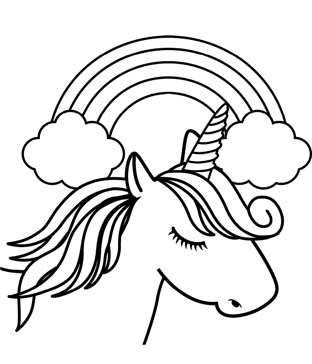 Download Unicorn Head In Front Of Rainbow Coloring Page - Free ...