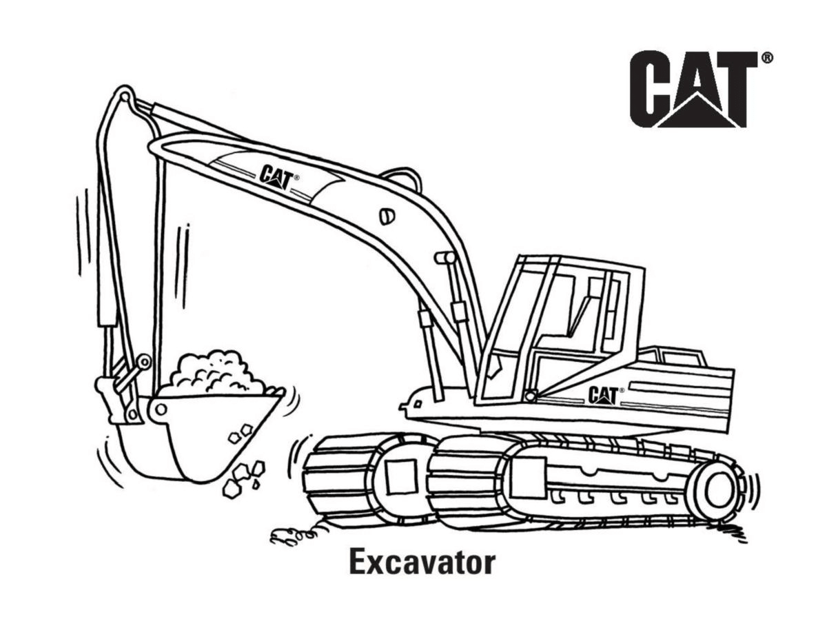 CAT Medium Excavator Coloring Page   Free Printable Coloring Pages ...