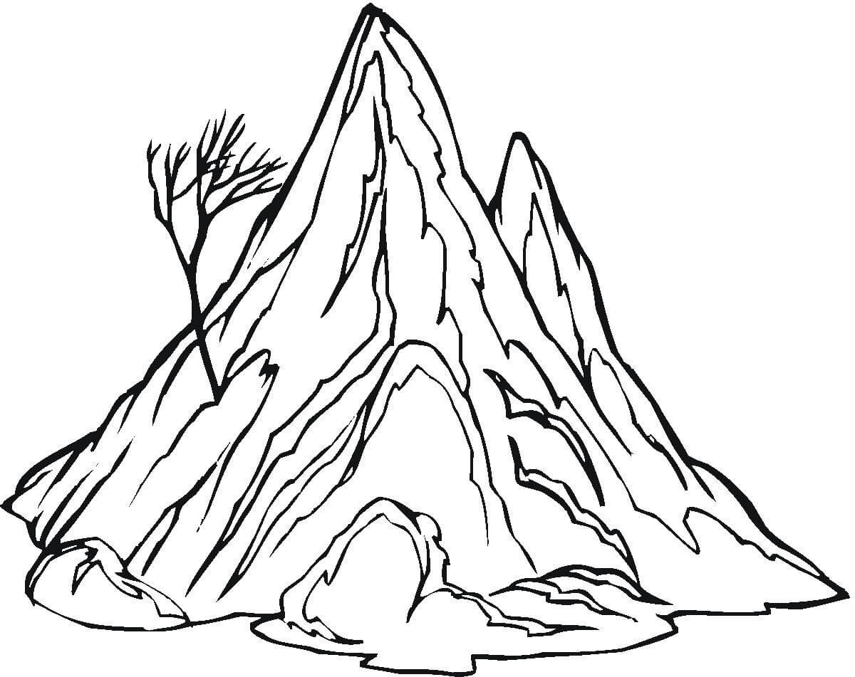 Black Printable Mountain Scene