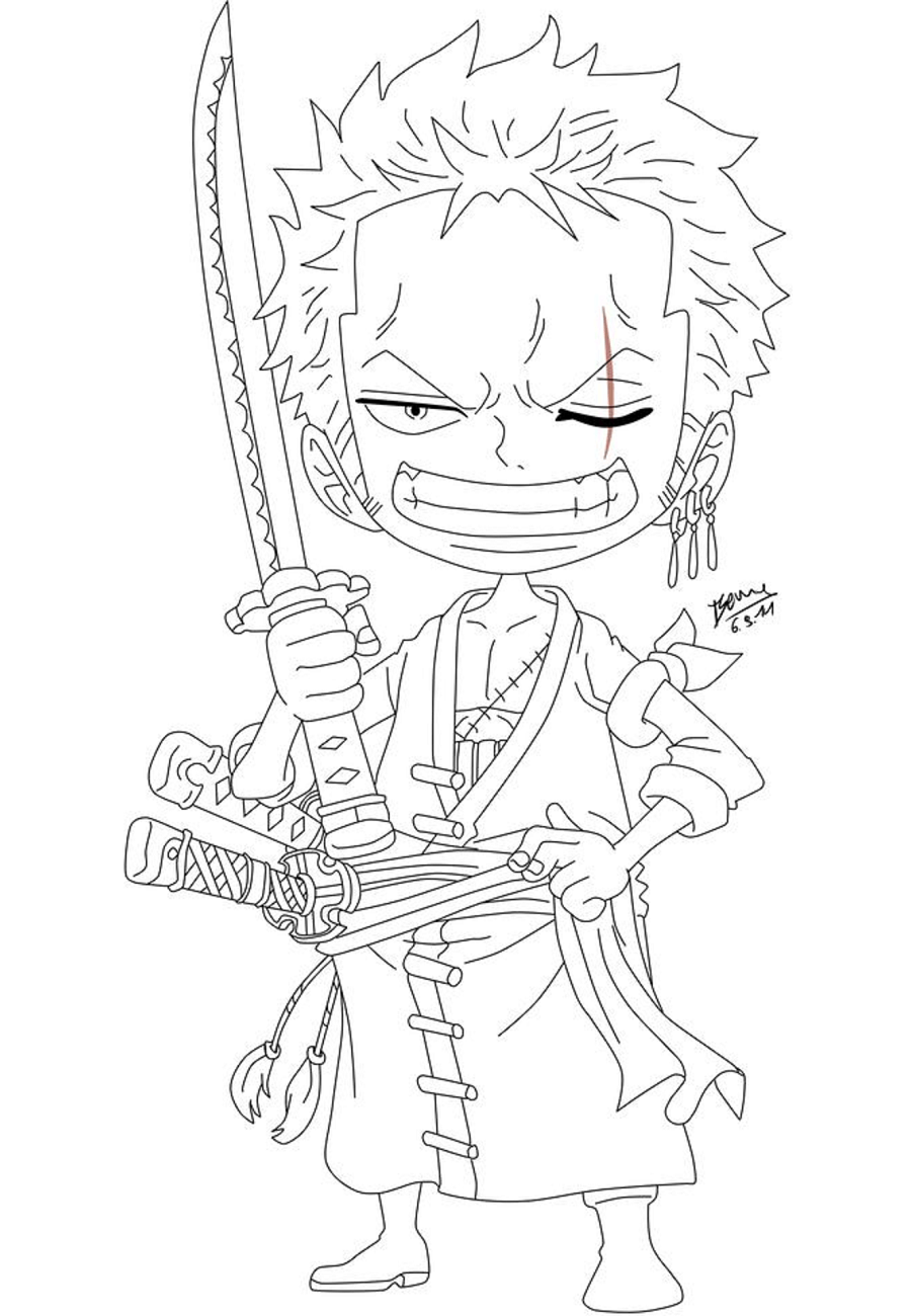 One Piece Zoro Coloring Pages - One Piece Film Z Zoro Lineart By Hada ...