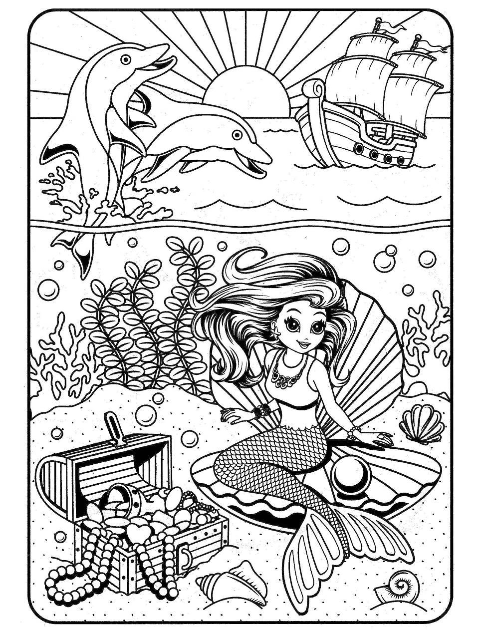 Mermaid Lisa Frank Coloring Page - Free Printable Coloring Pages for Kids