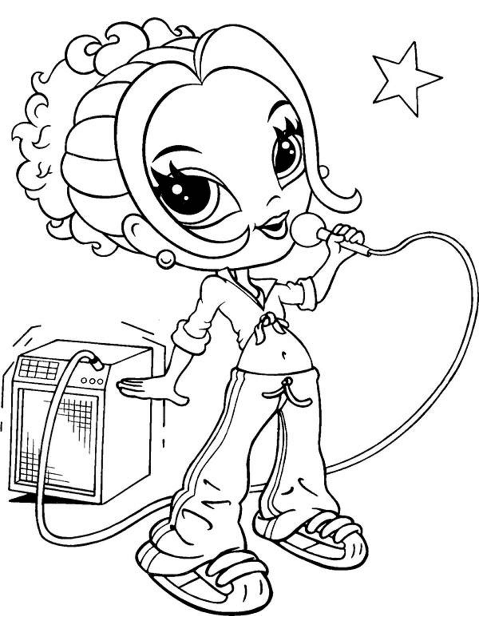 Download Glamour Girl Singing Coloring Page - Free Printable Coloring Pages for Kids