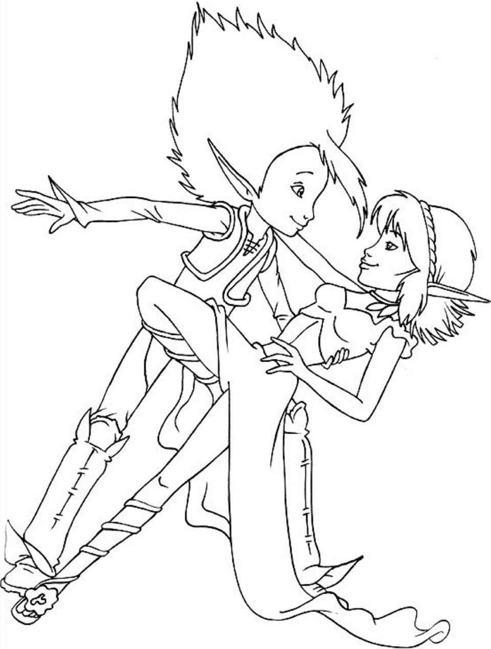 Arthur And Selenia Dancing Coloring Page - Free Printable Coloring