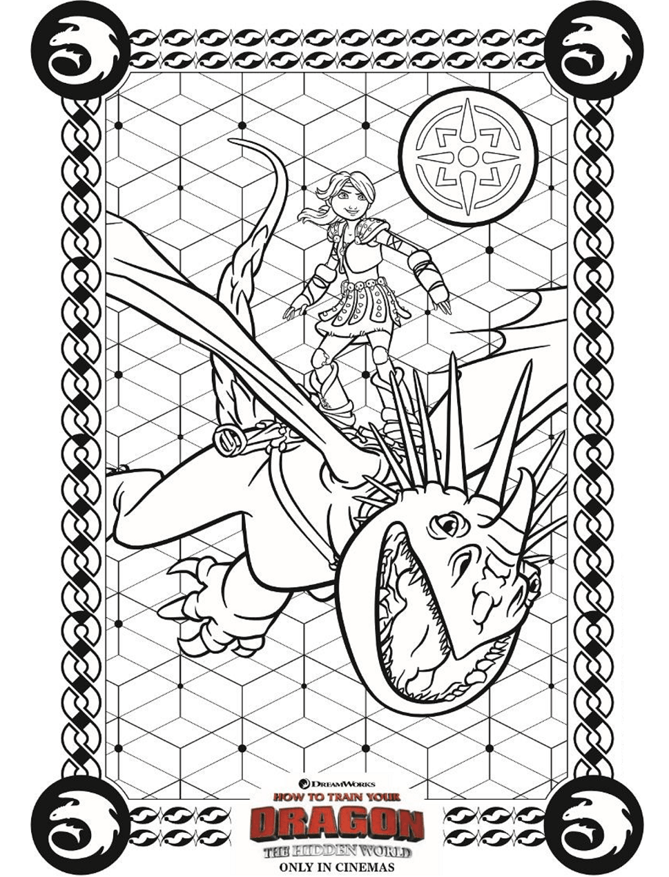 Astrid On Stormfly Coloring Page - Free Printable Coloring Pages for Kids