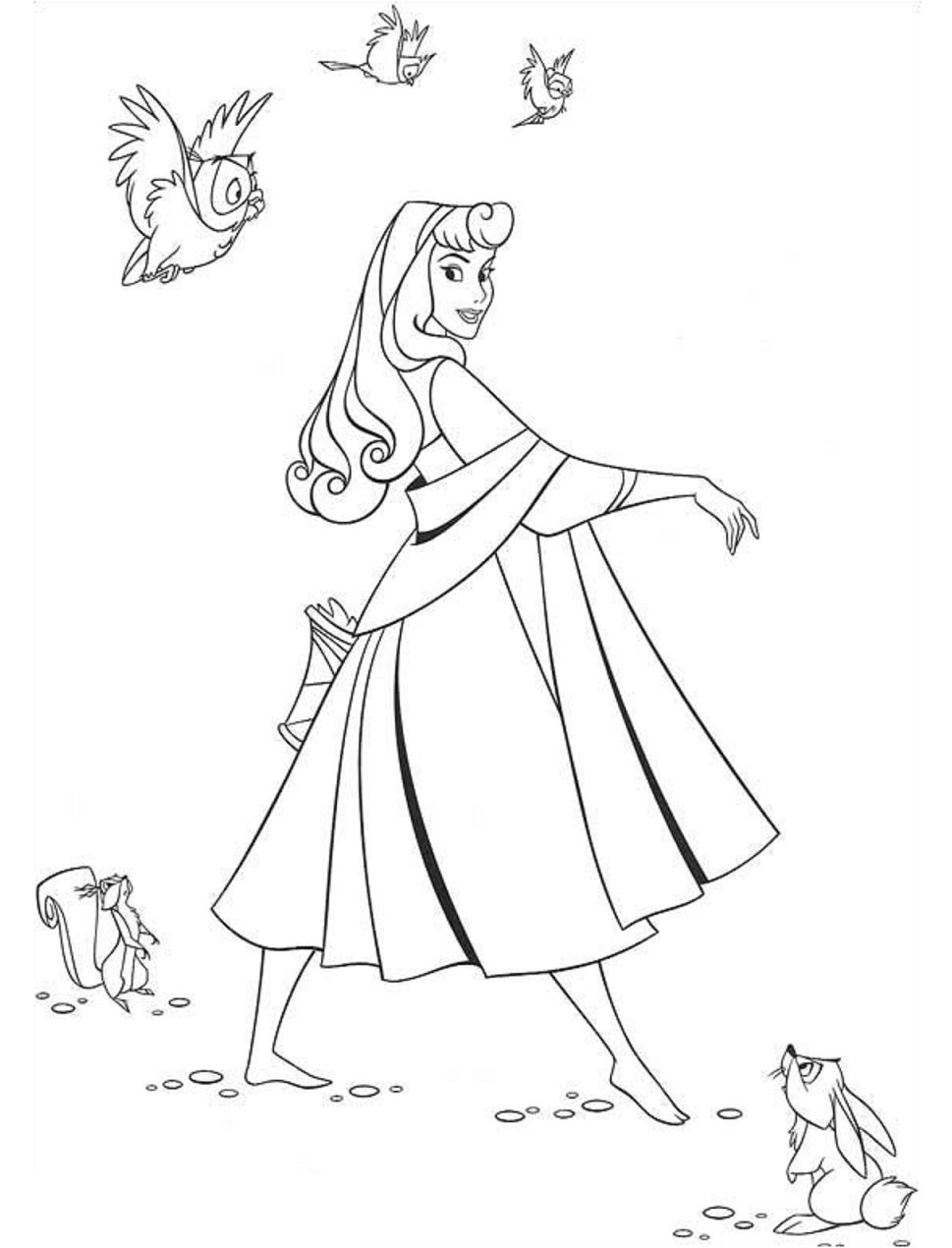 Princess Aurora Walking Coloring Page   Free Printable Coloring ...