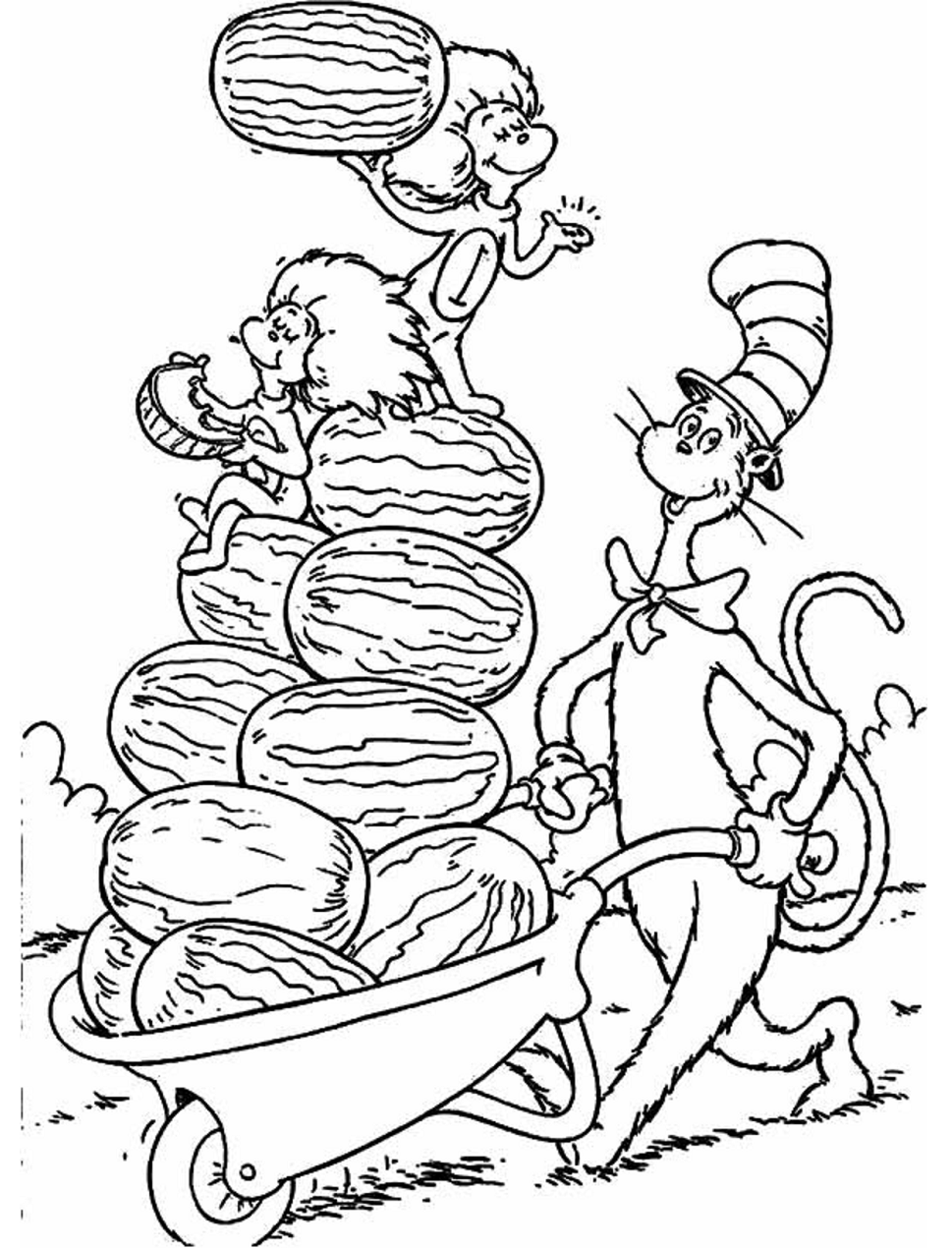 cat in the hat hat coloring page