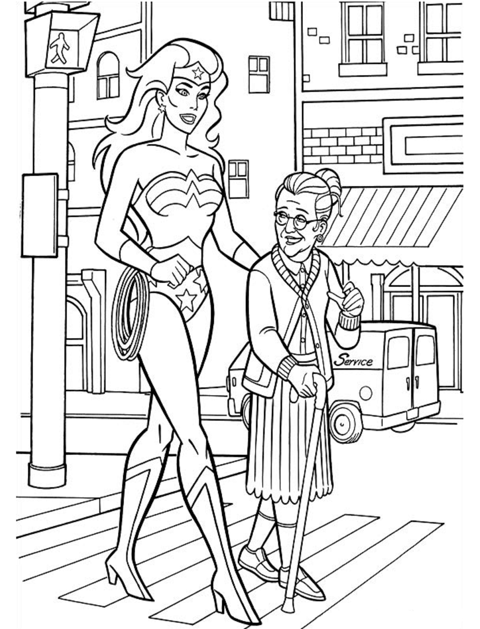 Wonder Woman And Old People Coloring Page Free Printable Coloring Pages For Kids