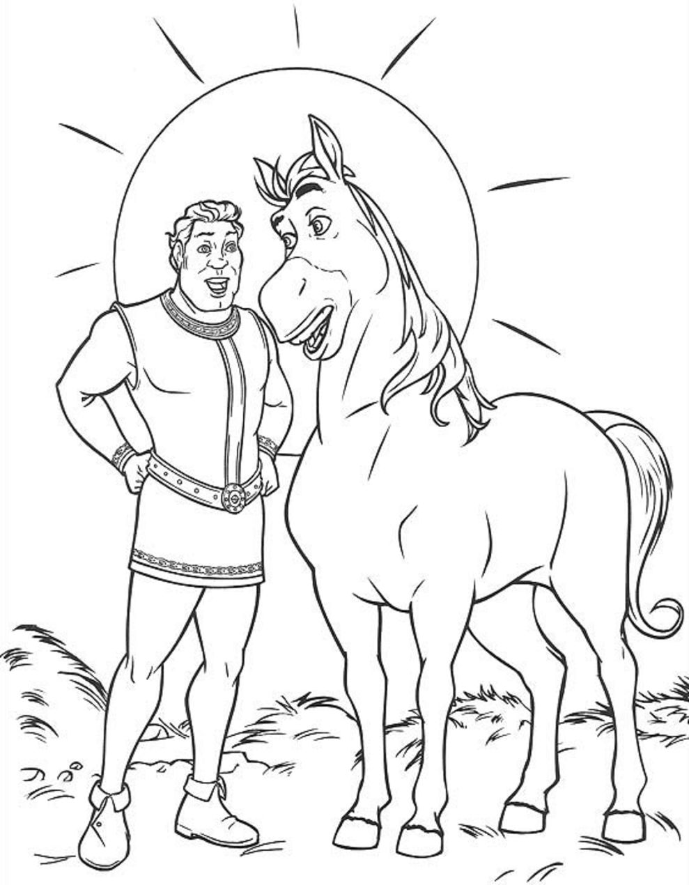 Shrek Talking With Donkey Coloring Page Free Printable Coloring Pages For Kids