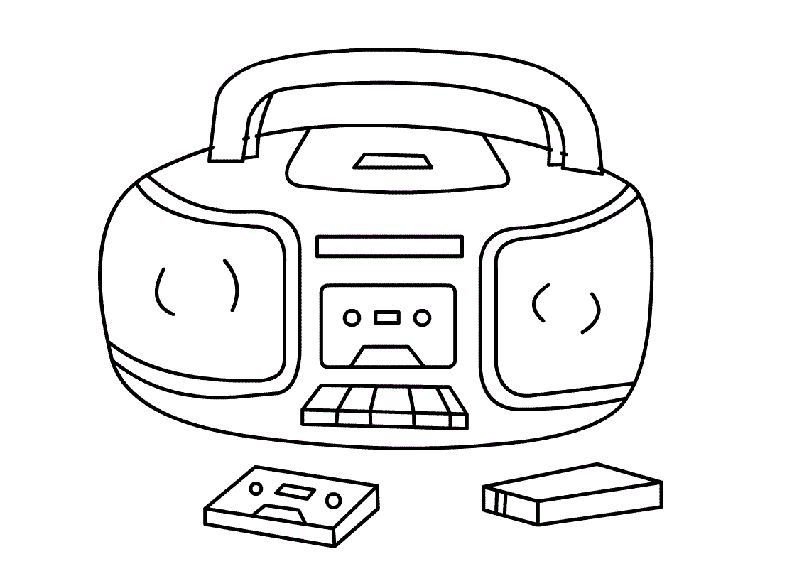 Radio Running Cassette Coloring Page - Free Printable Coloring Pages ...