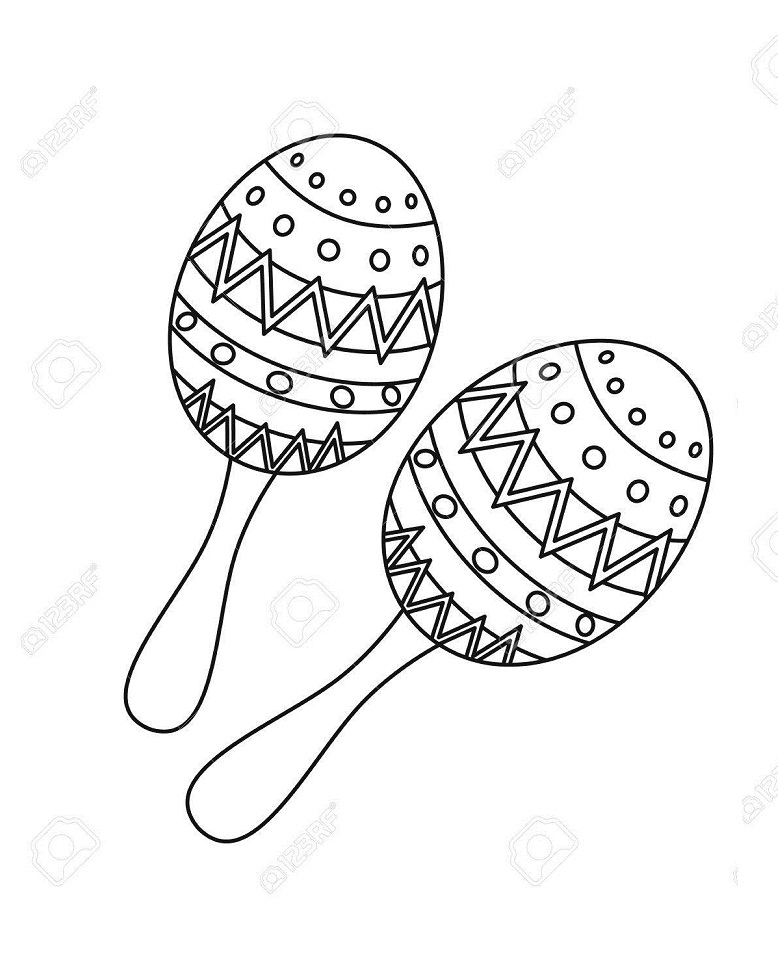 Maracas icon in outline style isolated on white background. Musical instruments symbol stock vector illustration