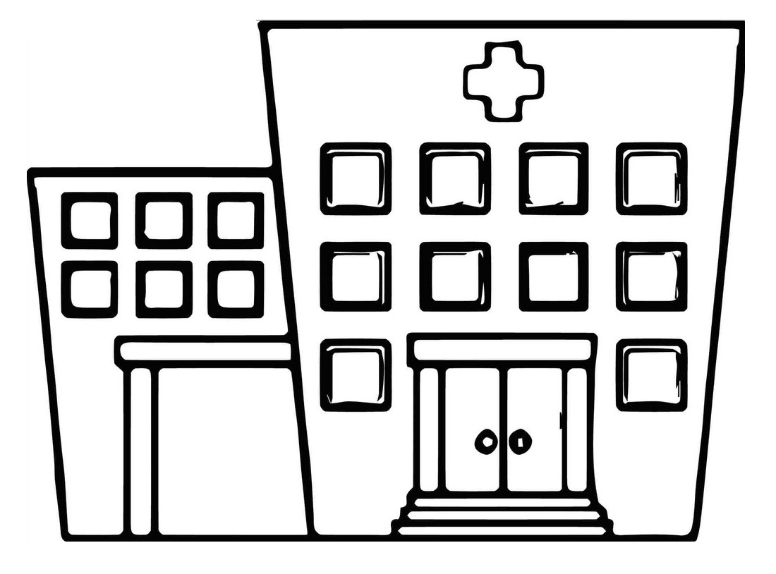 hospital building clipart black and white