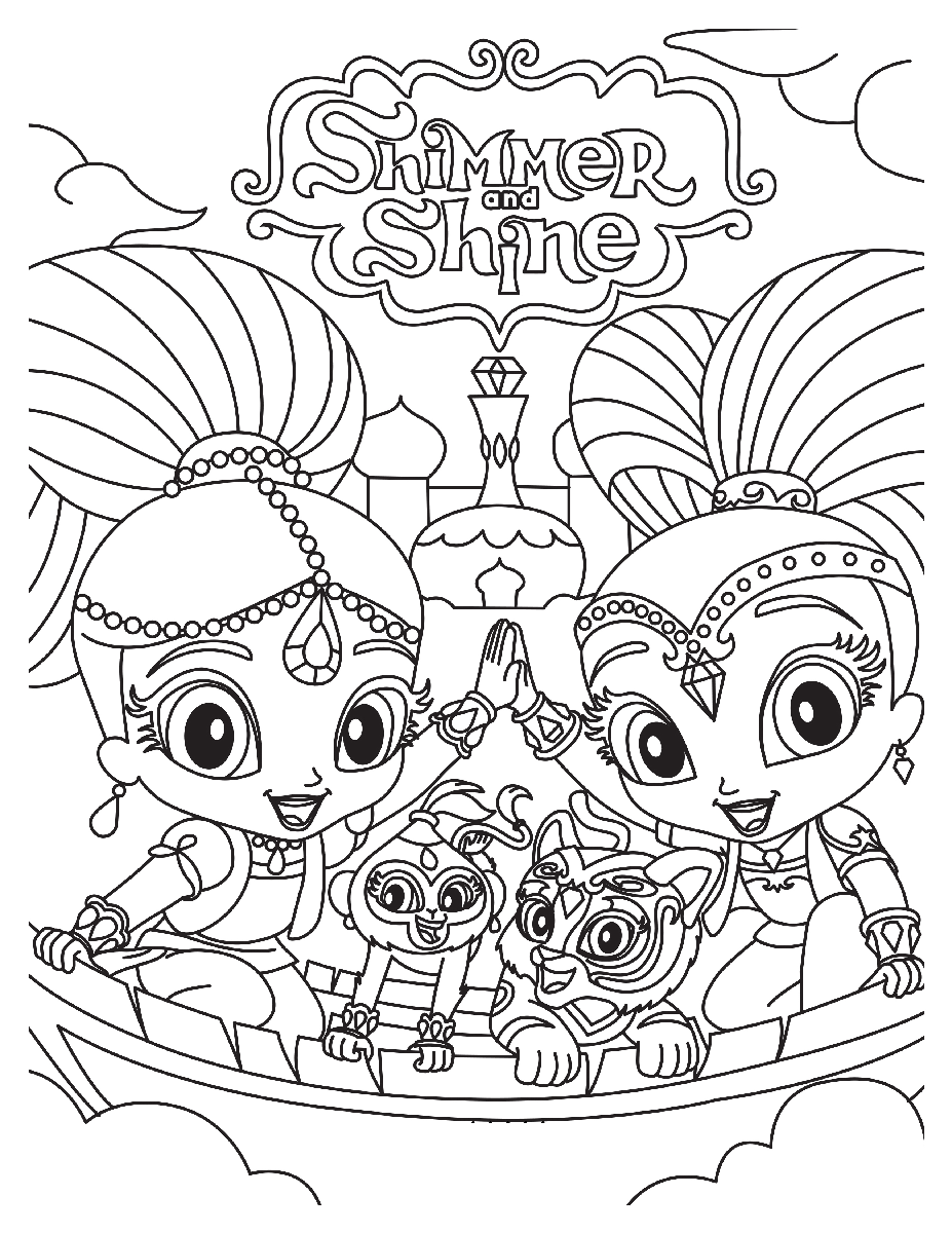 Shimmer And Shine Theme Coloring Page Free Printable Coloring Pages For Kids