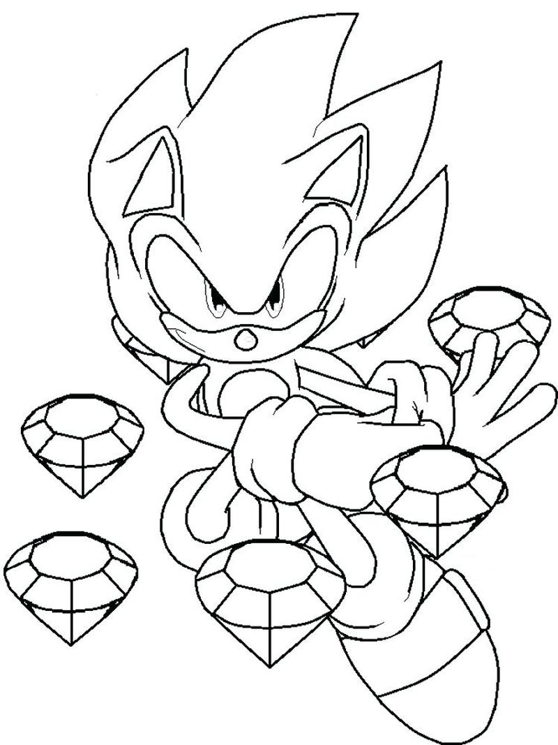 Sonic With Diamonds Coloring Page - Free Printable Coloring Pages for Kids