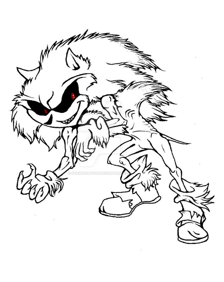 creepy sonic the monster coloring page  free printable