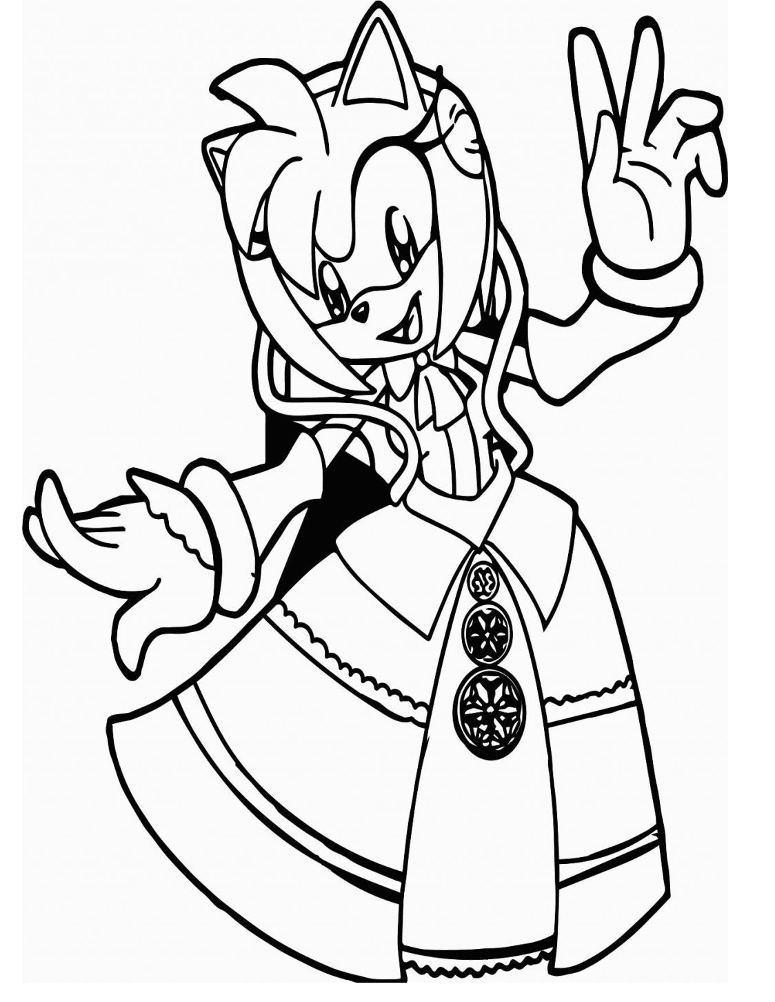 Amy Rose and Sonic Coloring Page - Free Printable Coloring Pages for Kids