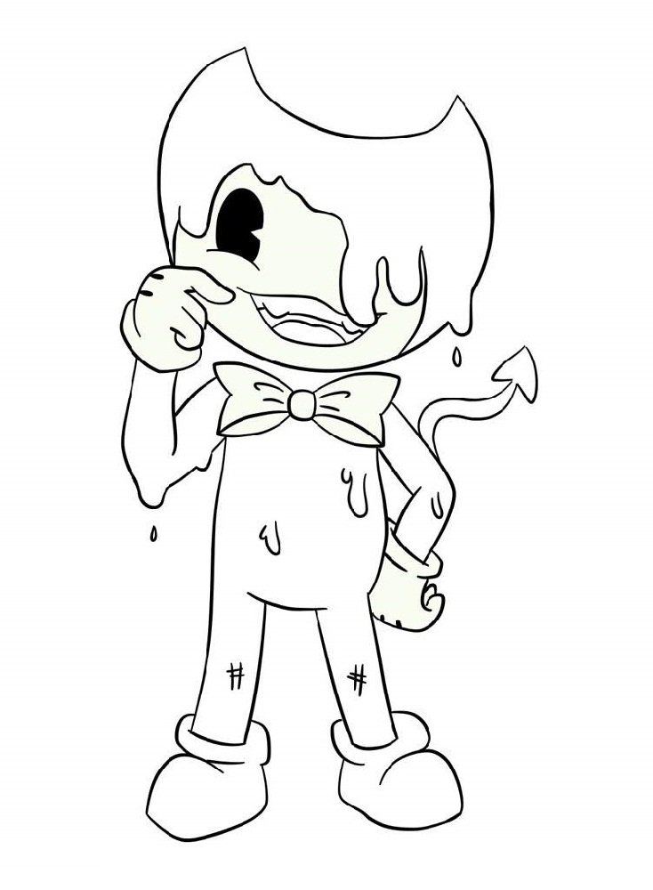 Bendy's Face Coloring Page - Free Printable Coloring Pages for Kids