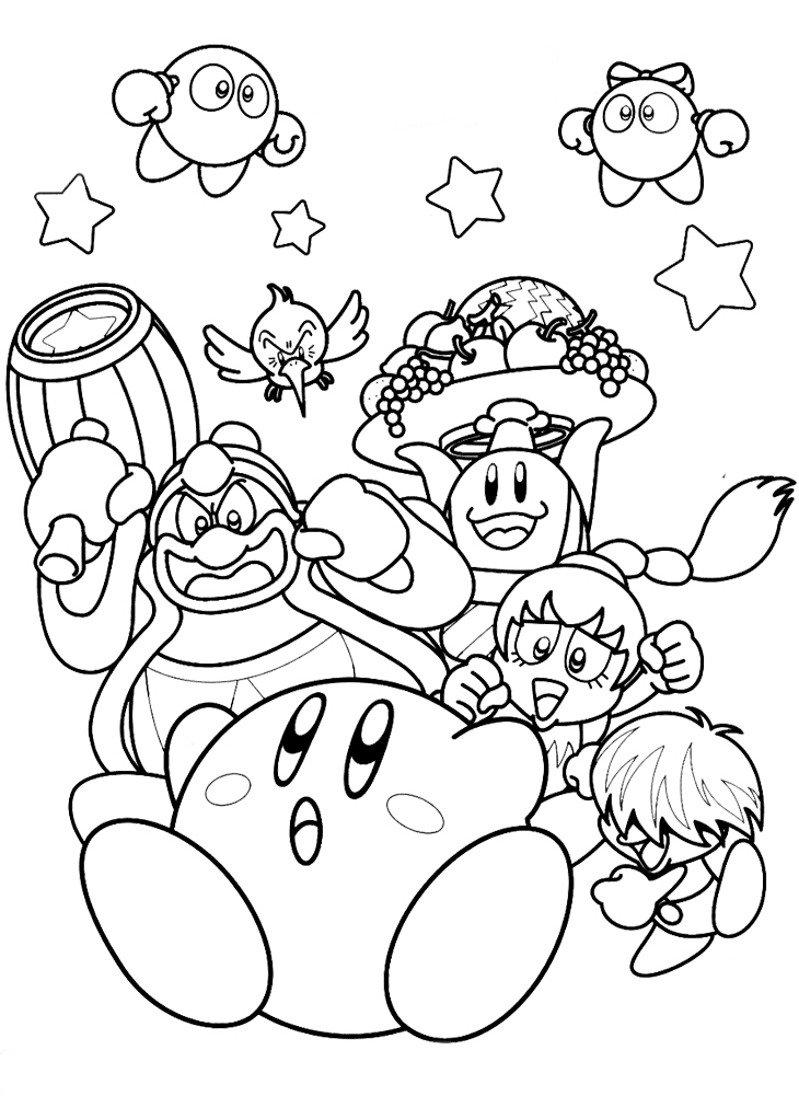 Kirby And Friends Coloring Page - Free Printable Coloring Pages for Kids