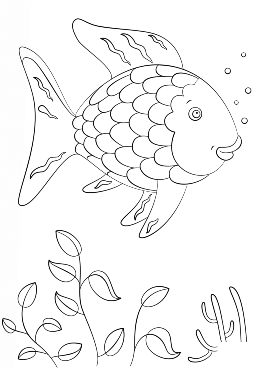 Rainbow Fish Swimming Coloring Page - Free Printable Coloring Pages for