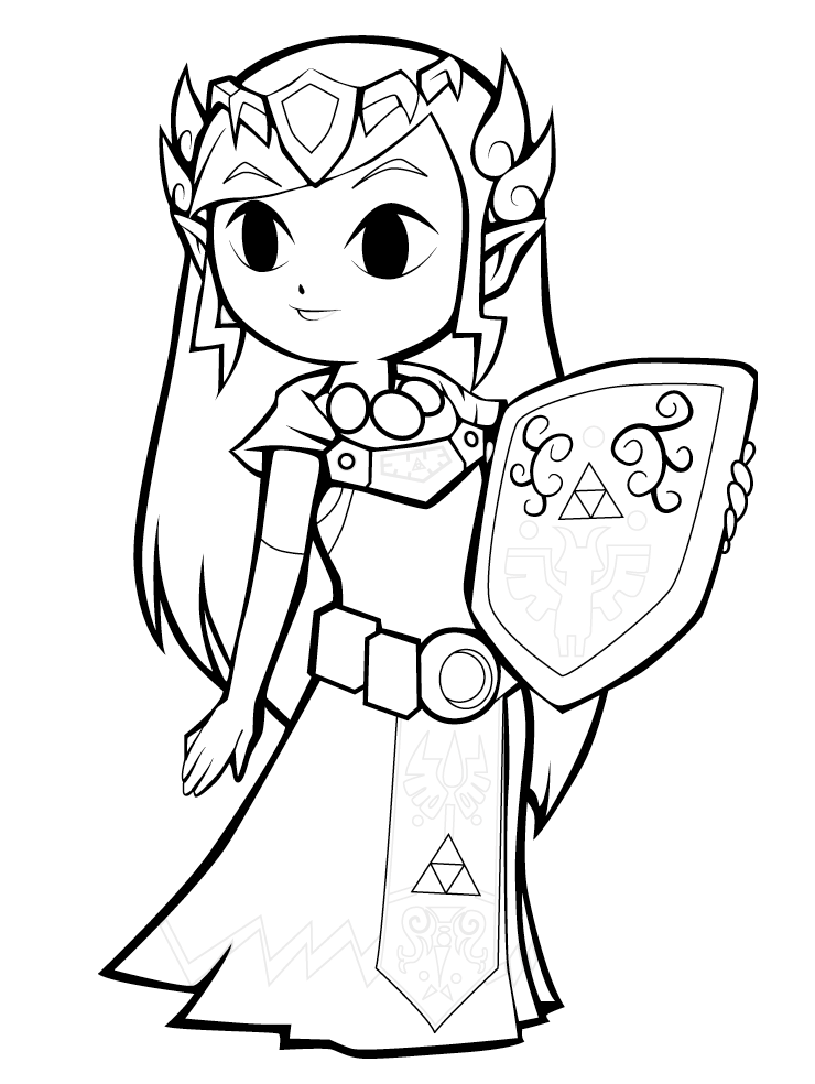 toon princess zelda coloring page free printable